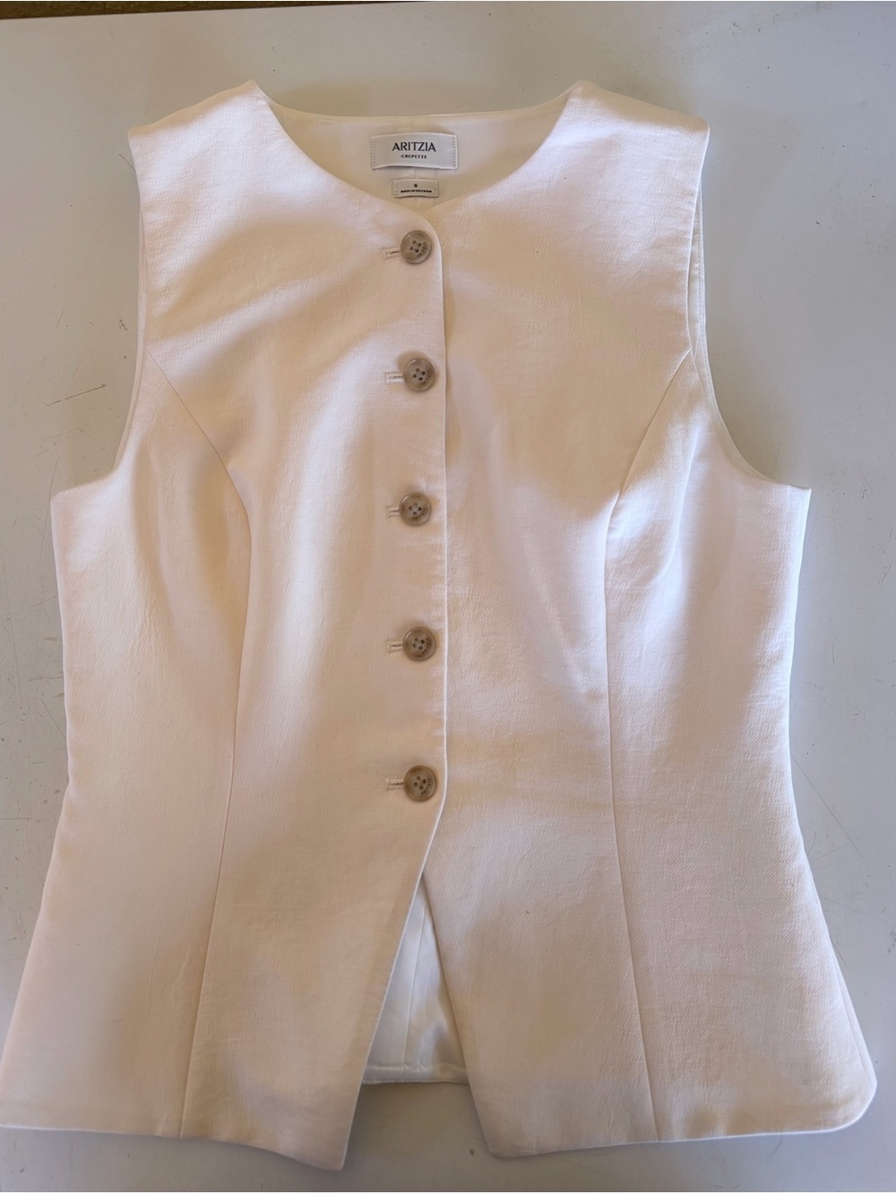Aritzia Cream Button-Front Sleeveless Shell